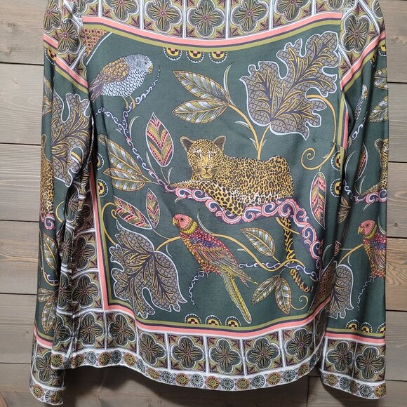 J.Crew Womens Top Size small Beautiful Leopard Jungle Bird - Picture 2 of 7